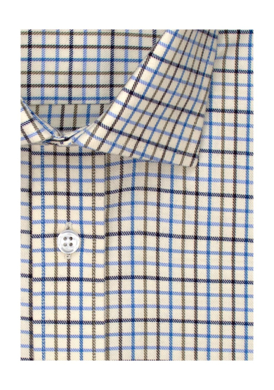 BROWN BLUE CHECK TWILL