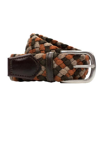 BROWN BRAIDED WOOL BELT