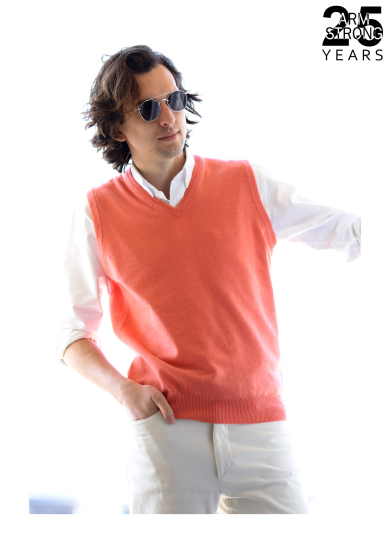 ORANGE V-NECK CASHMERE SLIPOVER