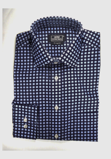 LIGHT BLUE NAVY PRINTED POPLIN