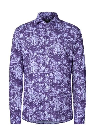 PURPLE LIGHT BLUE PAISLEY PRINTED OXFORD