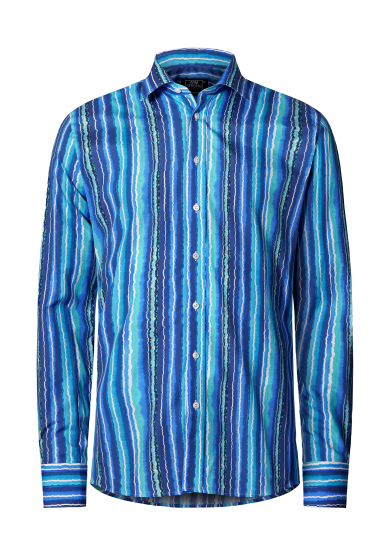 BLUE STRIPE PRINTED POPLIN