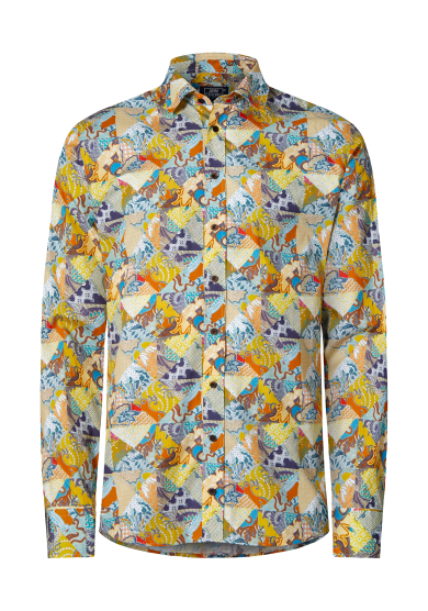 YELLOW PATCHWORK PRINTED POPLIN