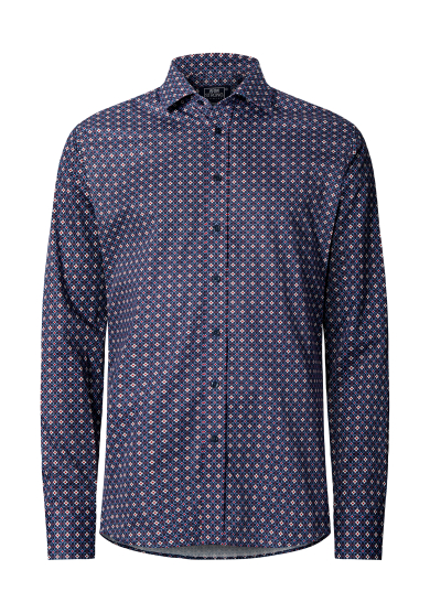 NAVY RED FLOWER PRINTED POPLIN