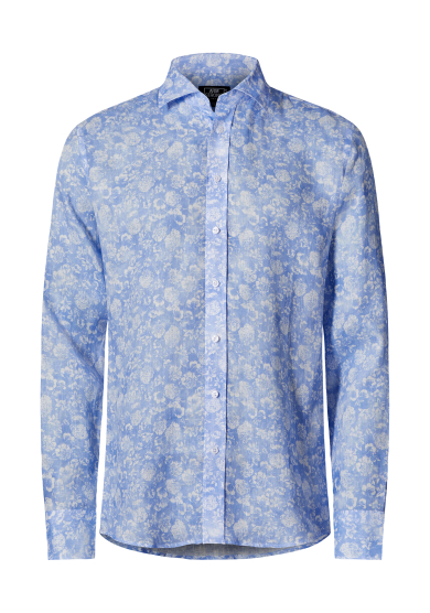 LIGHT BLUE FLOWER PRINTED LINEN