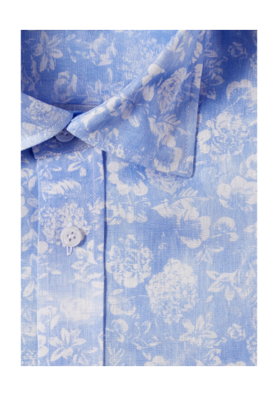 LIGHT BLUE FLOWER PRINTED LINEN