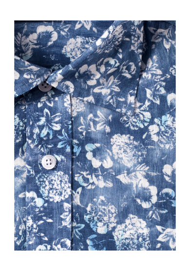 NAVY FLOWER PRINTED LINEN