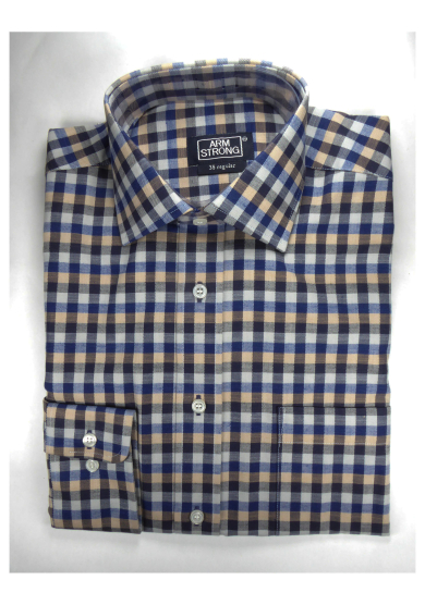 BLUE BEIGE MULTI CHECK TWILL