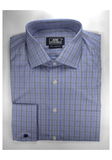 BLUE NAVY CHECK POPLIN