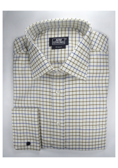 BROWN BLUE CHECK TWILL