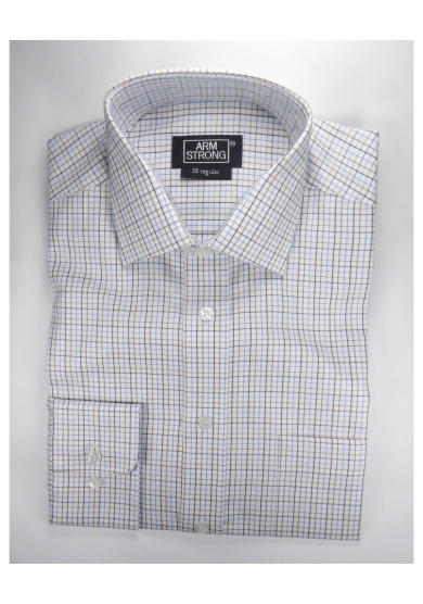 BLUE BROWN MULTI CHECK TWILL