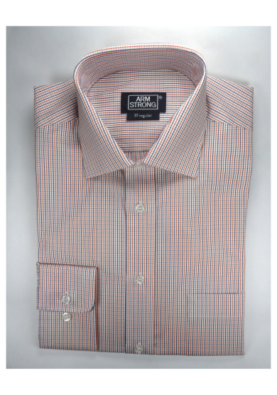 ORANGE BLUE CHECK POPLIN
