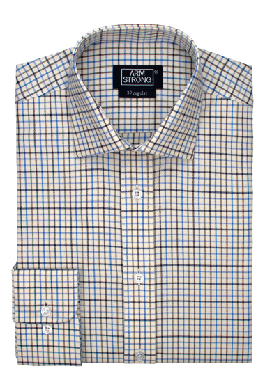 BROWN BLUE CHECK TWILL