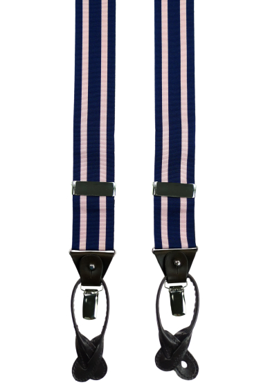 NAVY PINK STRIPE SUSPENDERS