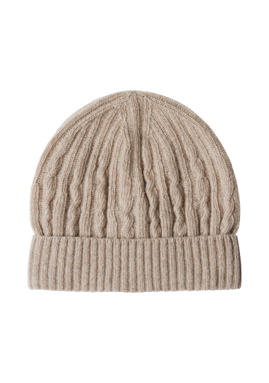 ECO BEIGE KNITTED CASHMERE HAT