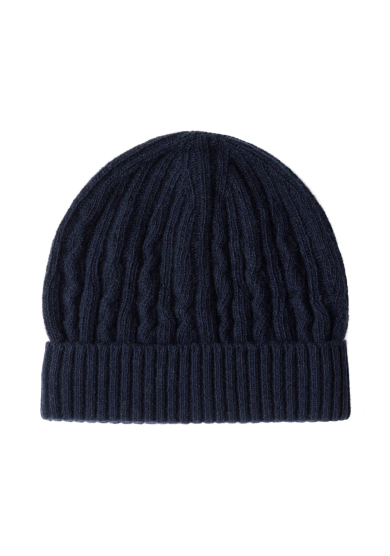 ECO NAVY KNITTED CASHMERE HAT