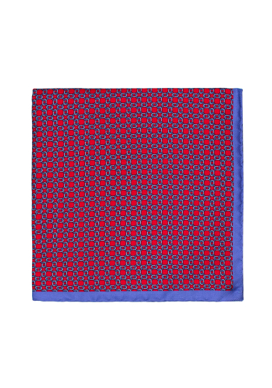 RED PRINTED SILK POCKET SQUARE