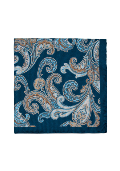 BLUE PAISLEY SILK POCKET SQUARE
