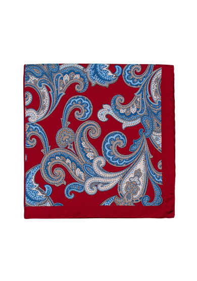 RED PAISLEY SILK POCKET SQUARE