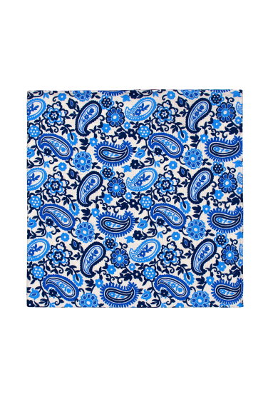 BLUE PAISLEY SILK POCKET SQUARE