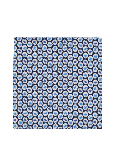 BLUE PATTERN SILK POCKET SQUARE