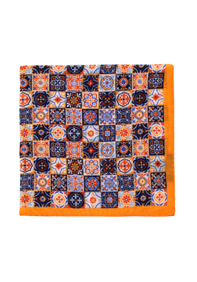 ORANGE PATTERN COTTON SILK POCKET SQUARE