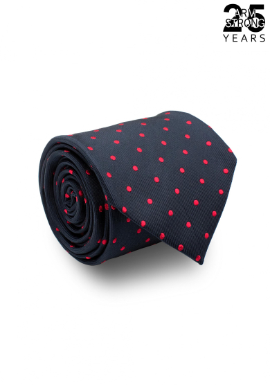 NAVY RED DOT SILK TIE