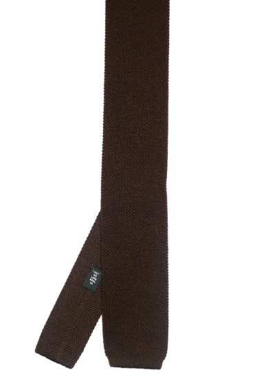 DARK BROWN SOLID WOOL TIE