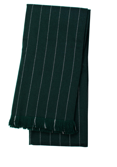 GREEN GRAY PINSTRIPE WOOL SCARF
