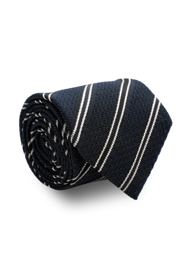 WHITE STRIPE GRENADINE SILK TIE