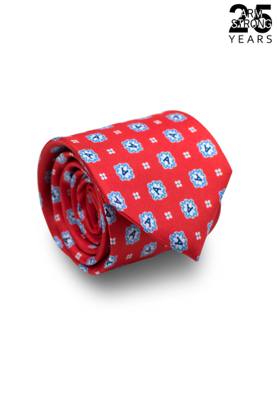 RED EMBLEM SILK TIE