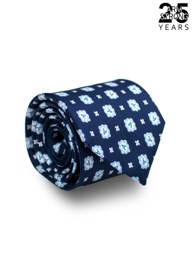 NAVY EMBLEM SILK TIE