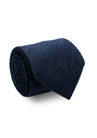 NAVY VELVET STRIPE SILK TIE