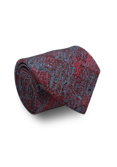 RED LIGHT BLUE PATTERN SILK TIE