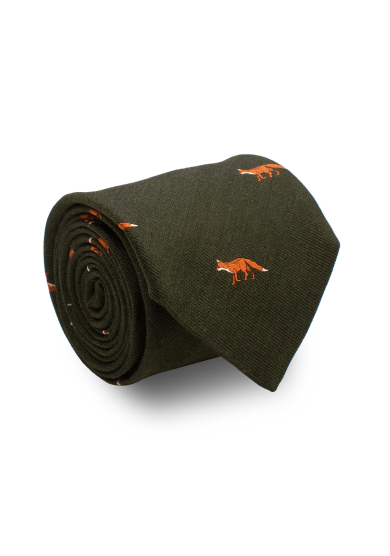 GREEN FOX SILK TIE