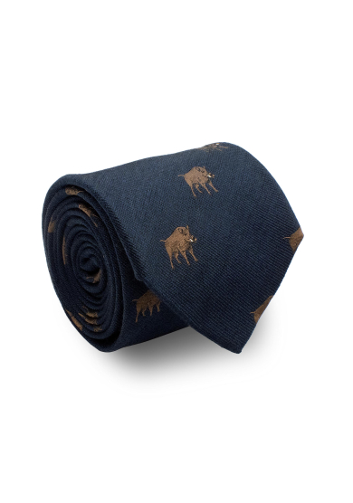 BLUE BOAR SILK WOOL TIE