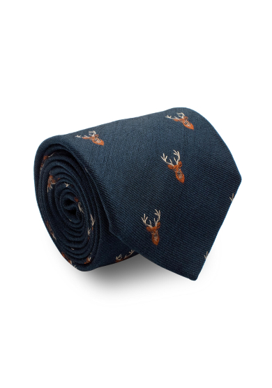 BLUE DEER SILK WOOL TIE