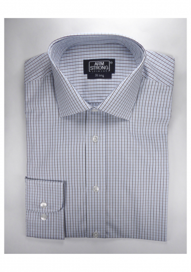 NAVY LIGHT BLUE CHECK POPLIN