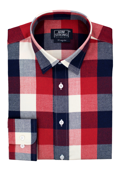 RED NAVY CHECK TWILL
