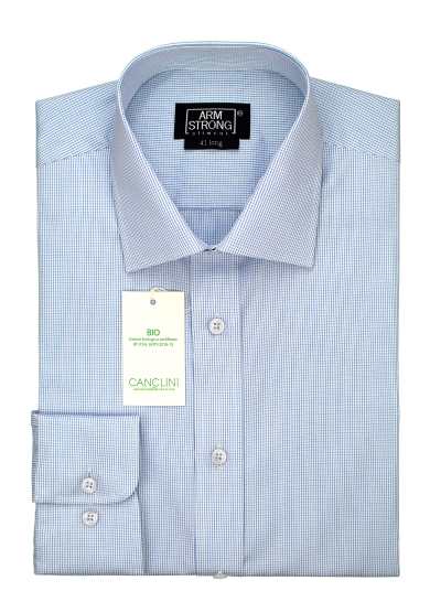 ECO LIGHT BLUE CHECK POPLIN