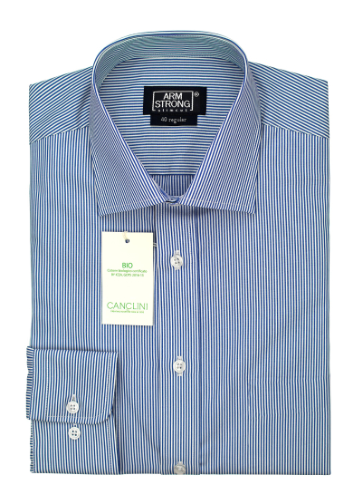 ECO BLUE STRIPE POPLIN