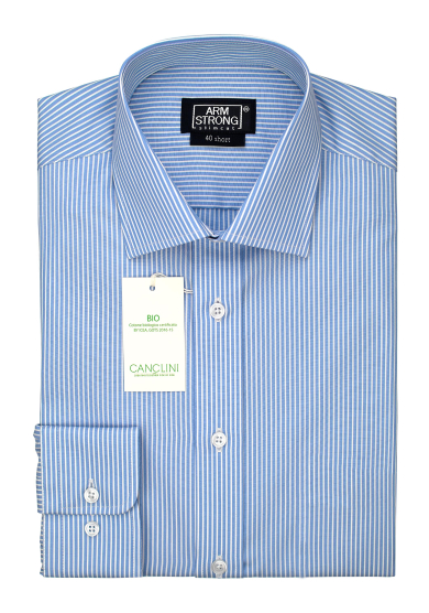 ECO LIGHT BLUE STRIPE POPLIN