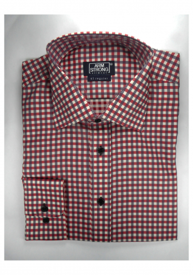 RED GREY CHECK TWILL