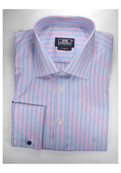 LIGHT BLUE PINK STRIPE TWILL