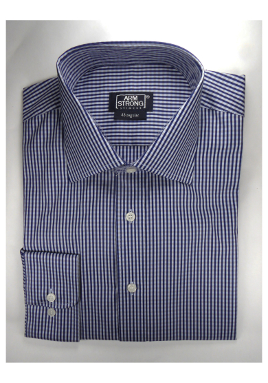 NAVY LIGHT BLUE CHECK POPLIN