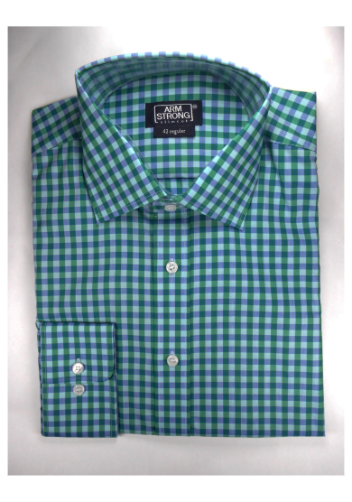 GREEN BLUE CHECK POPLIN