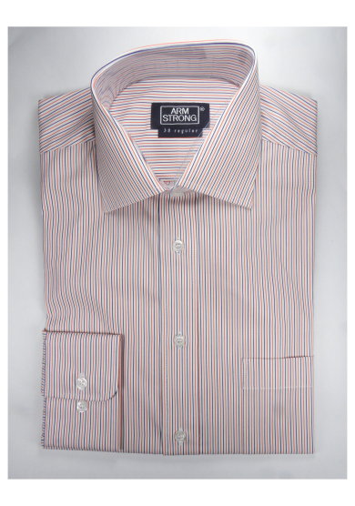 ORANGE BLUE STRIPE POPLIN