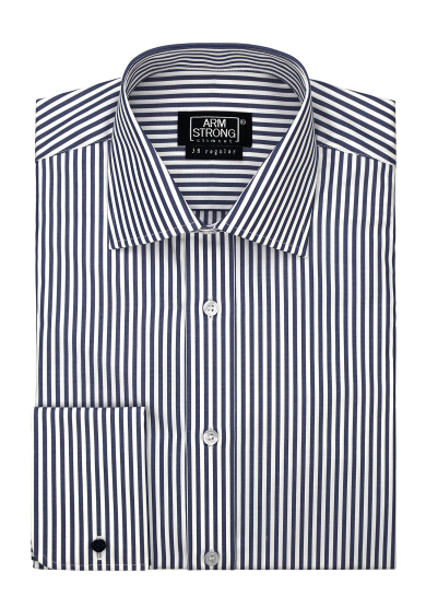 DARK NAVY STRIPE POPLIN