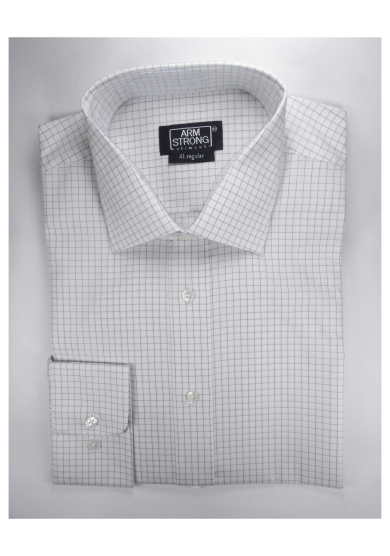 NAVY CHECK POPLIN