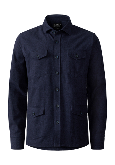 NAVY HERRINGBONE OVERSHIRT COTTON TWILL